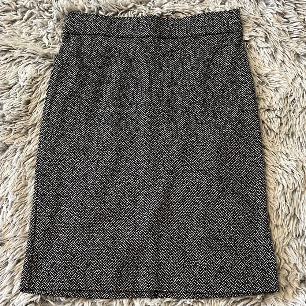 Classic Black and White Herringbone Skirt